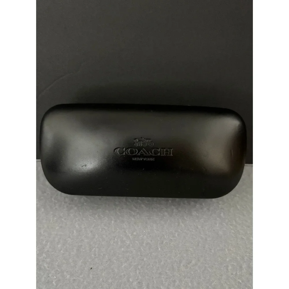 Coach Women Eyeglass Case Hard Clamshell Black Embossed Logo Designer Eyewear